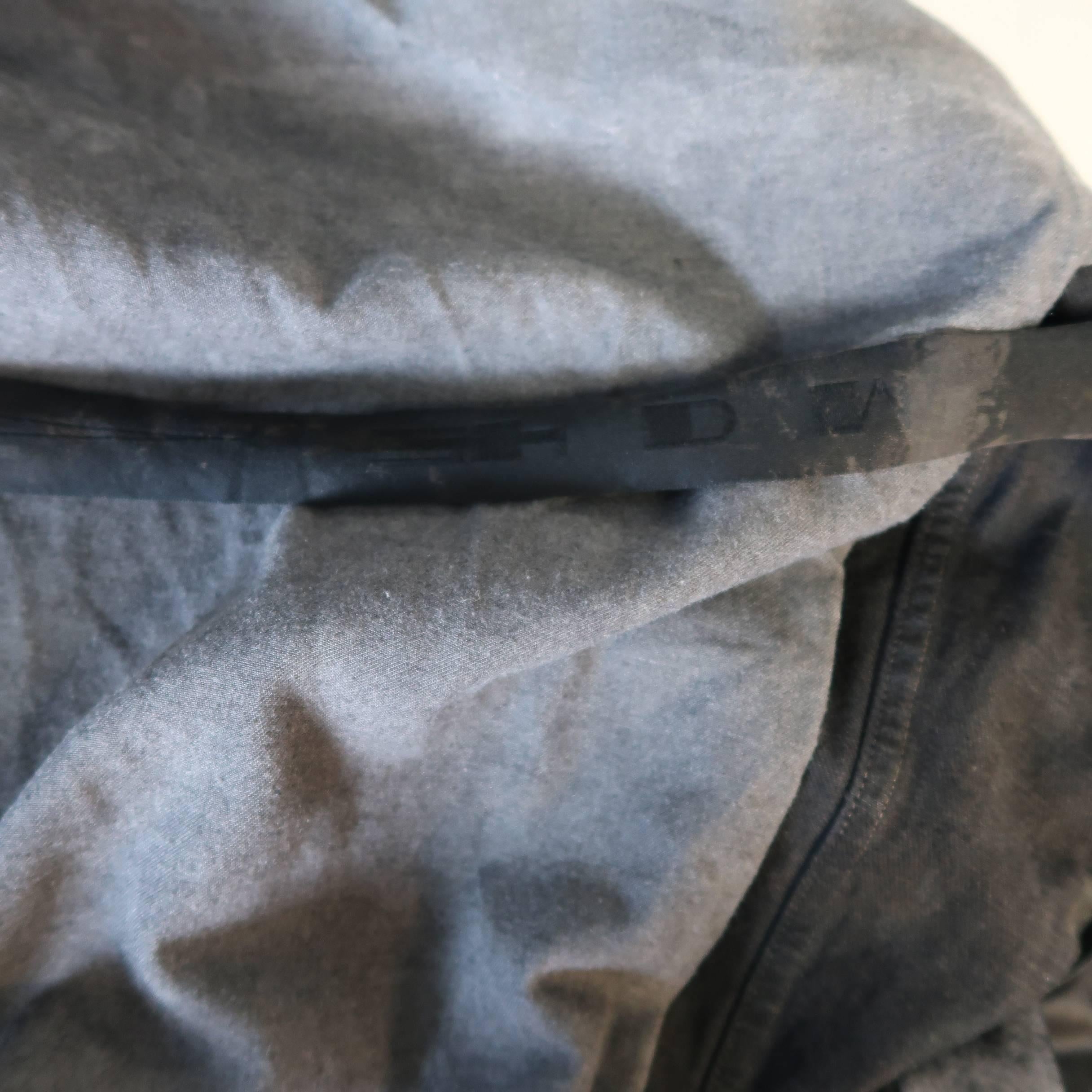 DRKSHDW by Rick Owens Charcoal Dyed Denim Black Leather Bomber Jacket 6