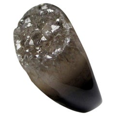 Druzy Quartz Ring Uncut Crystals Brunia Flower Natural Brazilian Gemstone 