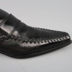Men's DSQUARED2 Size 12 Black Leather Pointed Whip Stitch Loafers