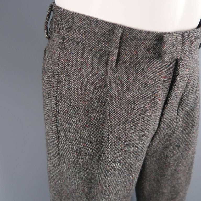 Men's DSQUARED2 Size 32 Grey MultiColor Tweed Wool Blend Pleated Dress