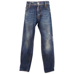 Men's DSQUARED2 Size 32 Indigo Washed Distressed Denim Jeans