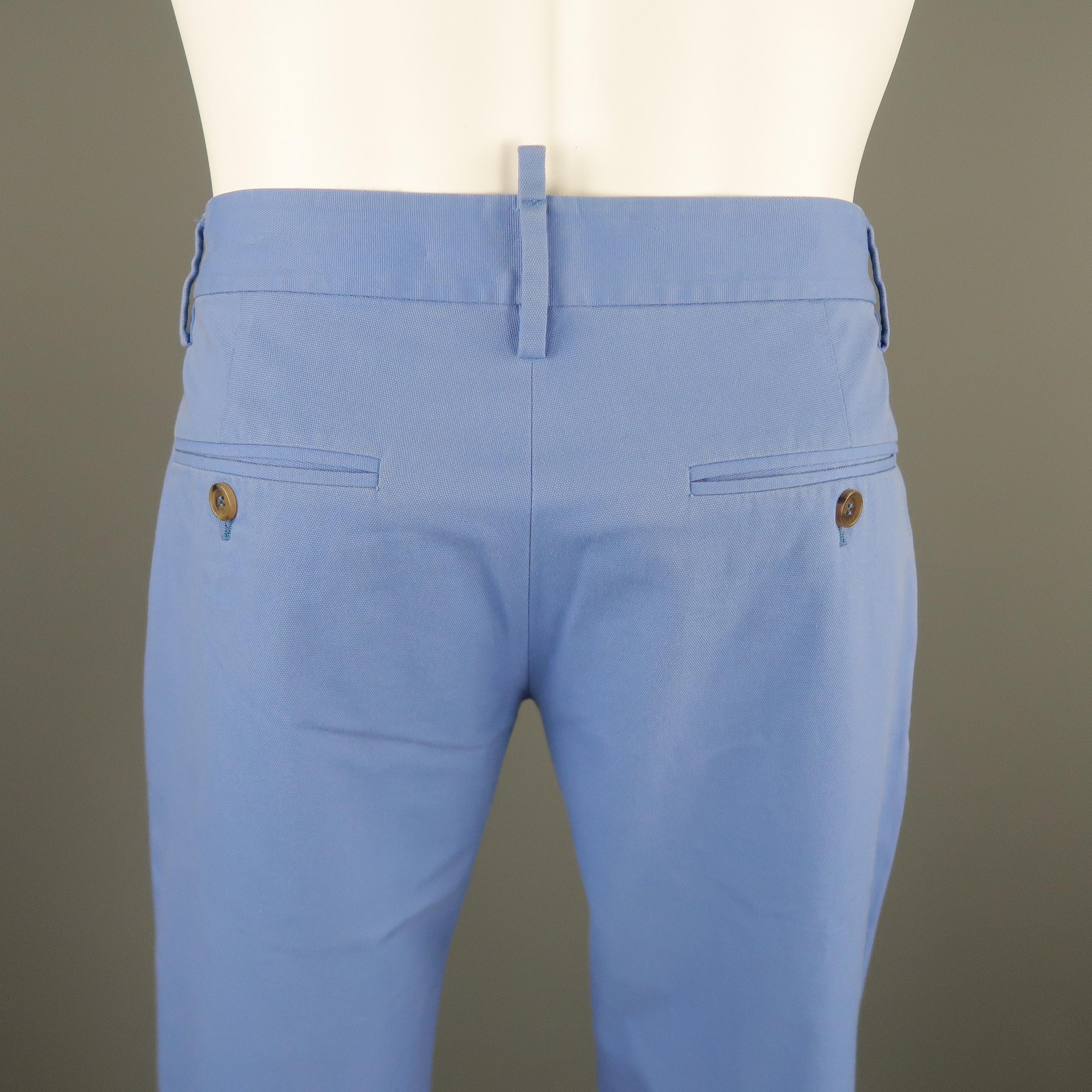 Men's DSQUARED2 Size 32 Light Blue Solid Canvas Skinny Pants 2