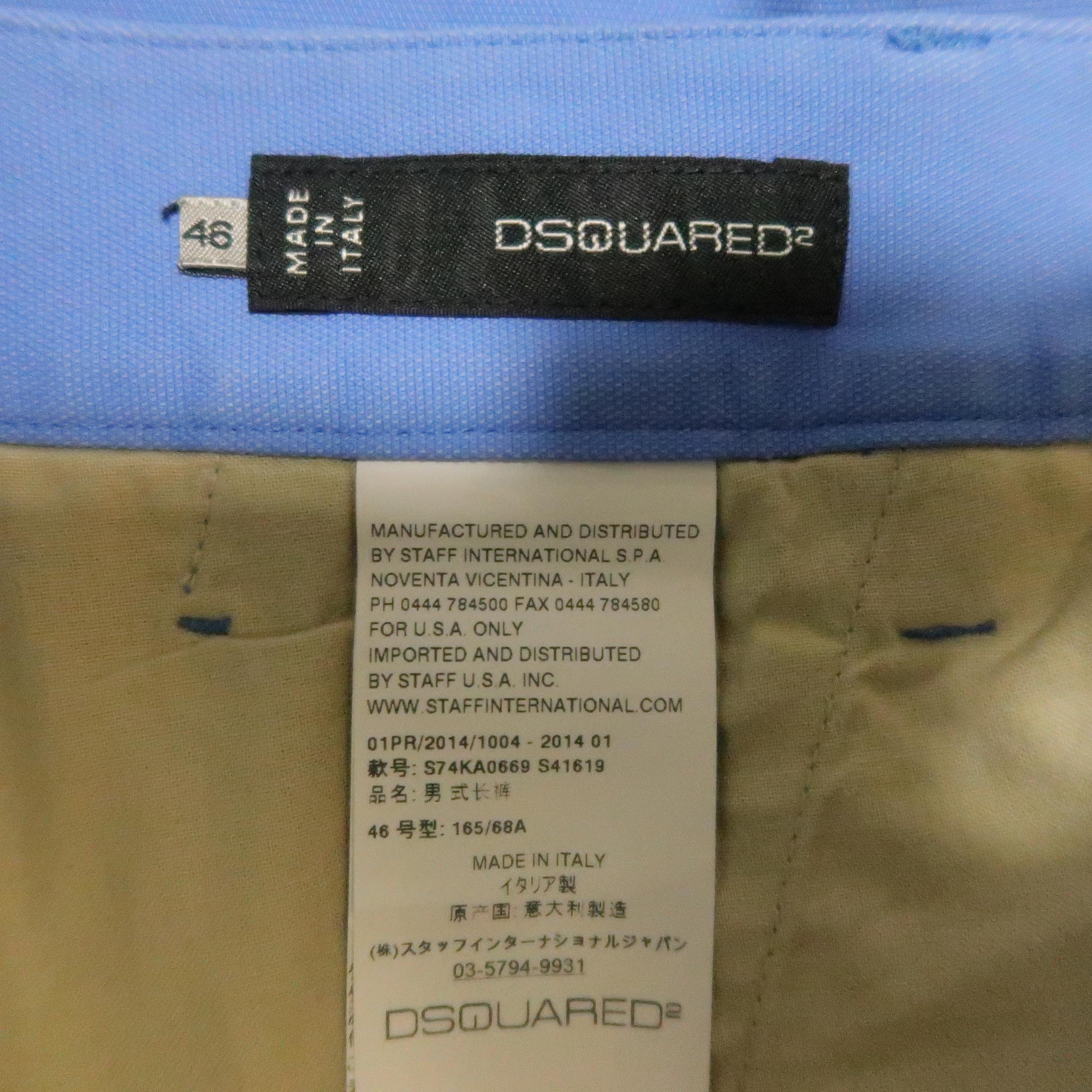 Men's DSQUARED2 Size 32 Light Blue Solid Canvas Skinny Pants 3