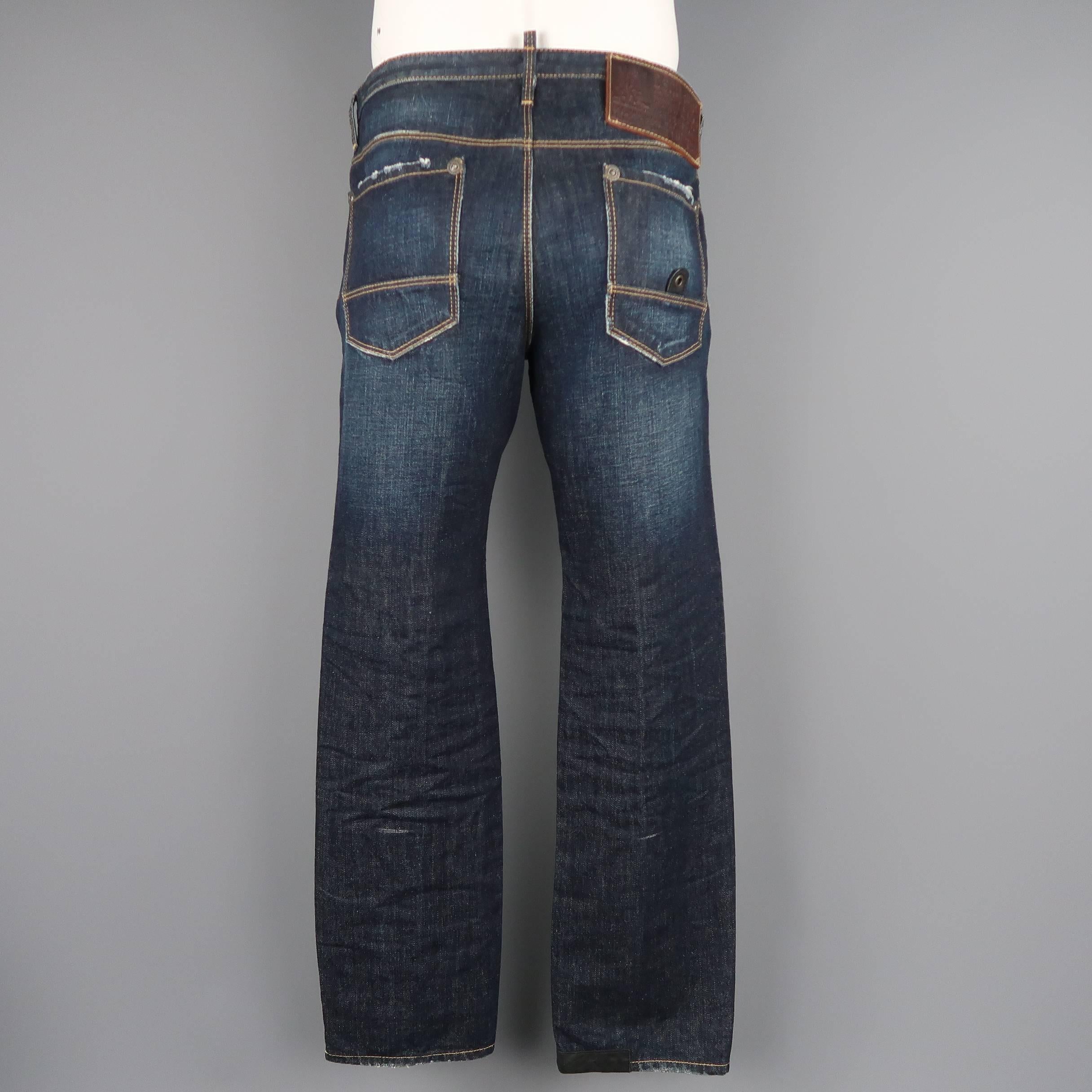 Men's DSQUARED2 Size 34 Dark Dirty Wash Denim Distressed Paint Splatter Jeans 3