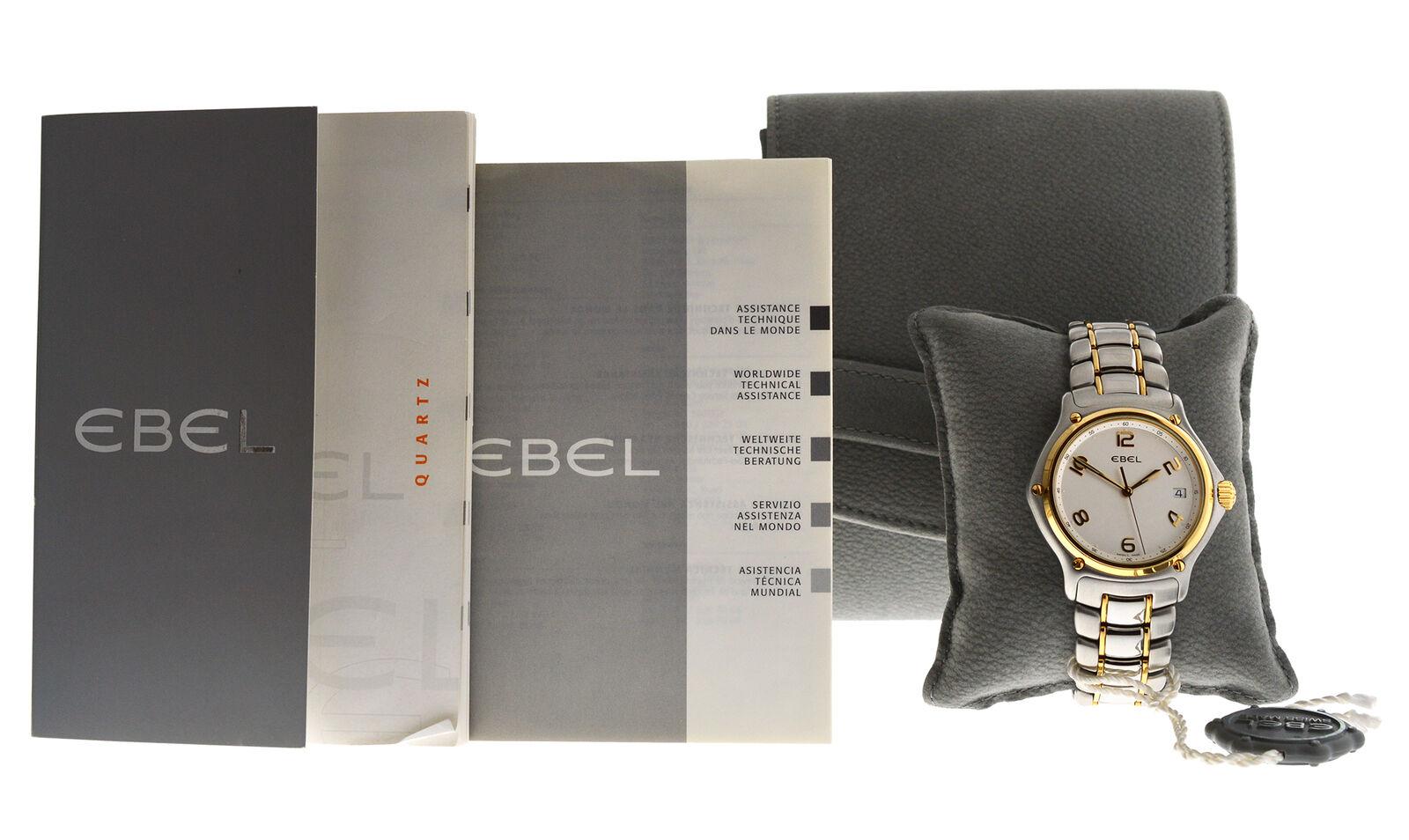 Men's Ebel 1911 Date 1187241 16665P Gold and Steel Quartz Date Watch In New Condition For Sale In New York, NY