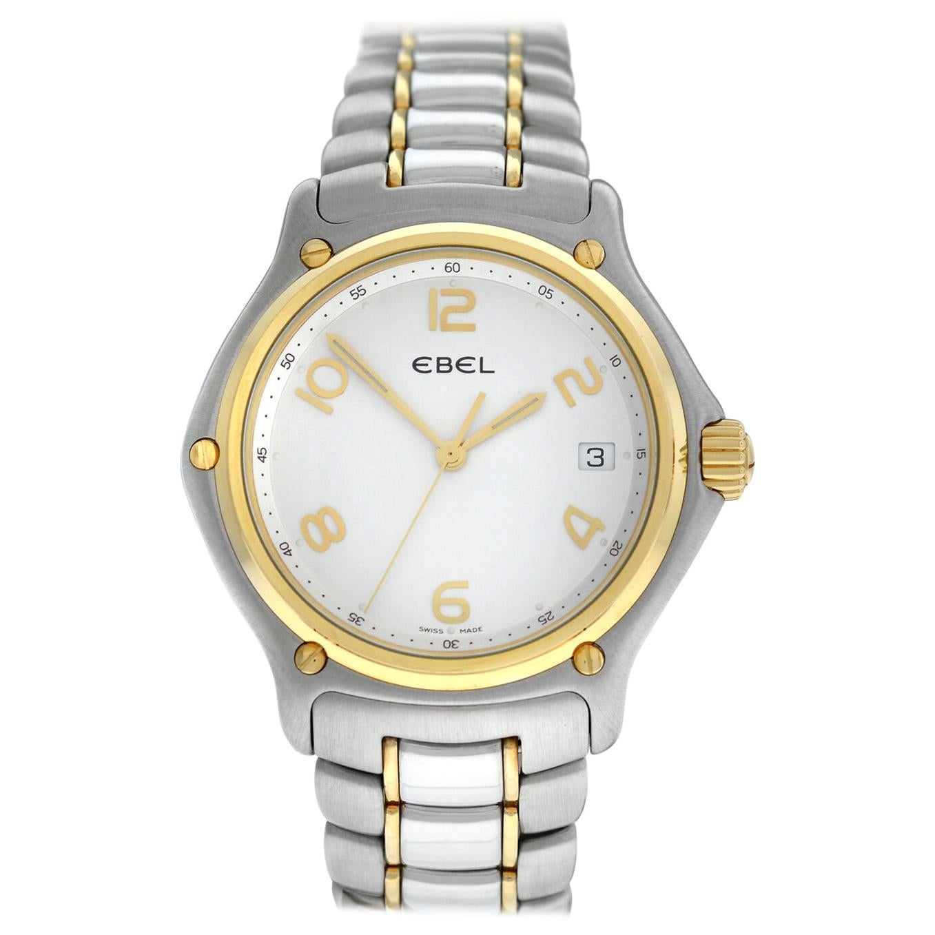 Men's Ebel 1911 Date 1187241 16665P Gold and Steel Quartz Date Watch For Sale
