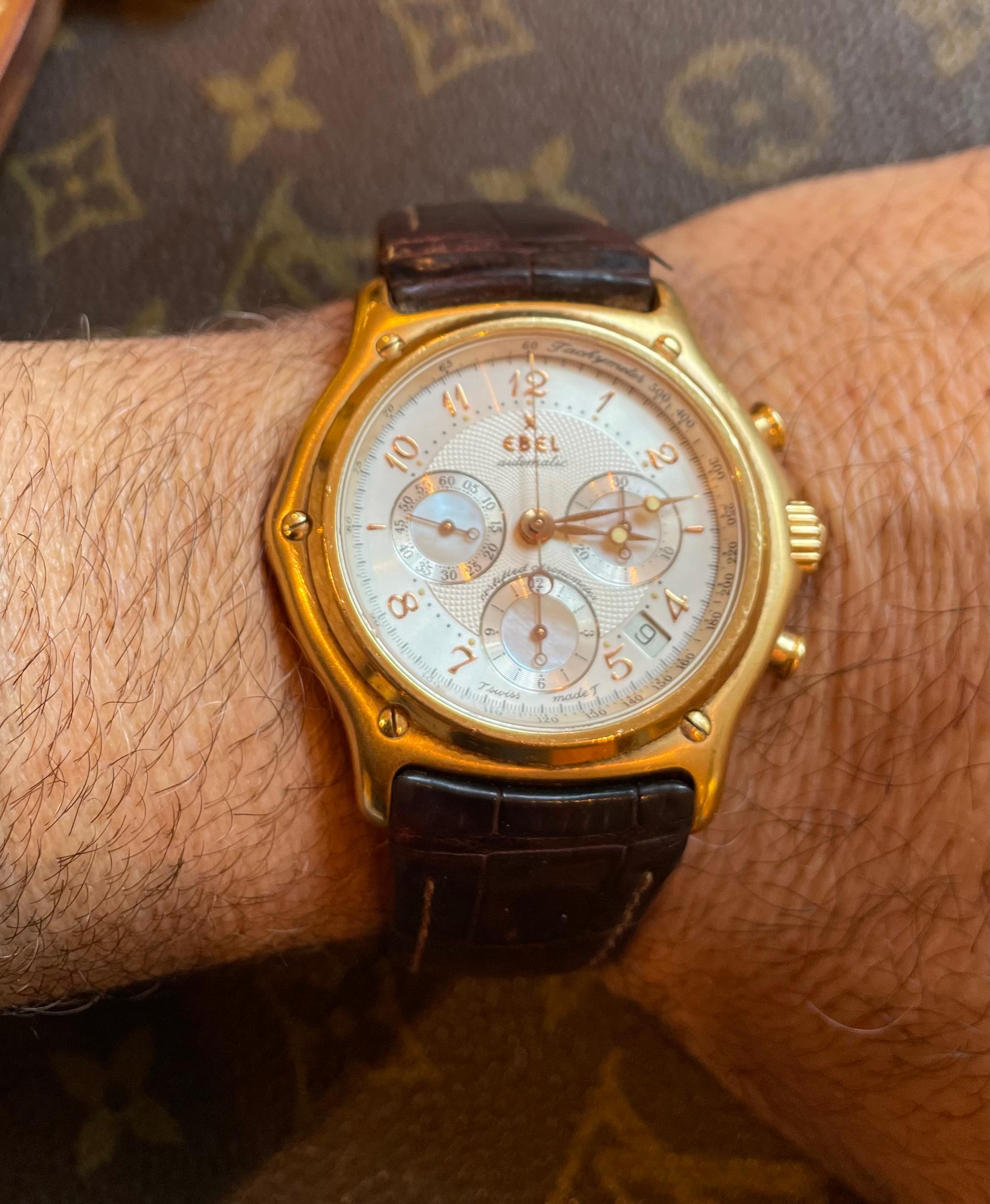 Women's or Men's Men's EBEL Wristwatch 1911 Le Modulor Chronograph E5137240, 18kt Rose Gold