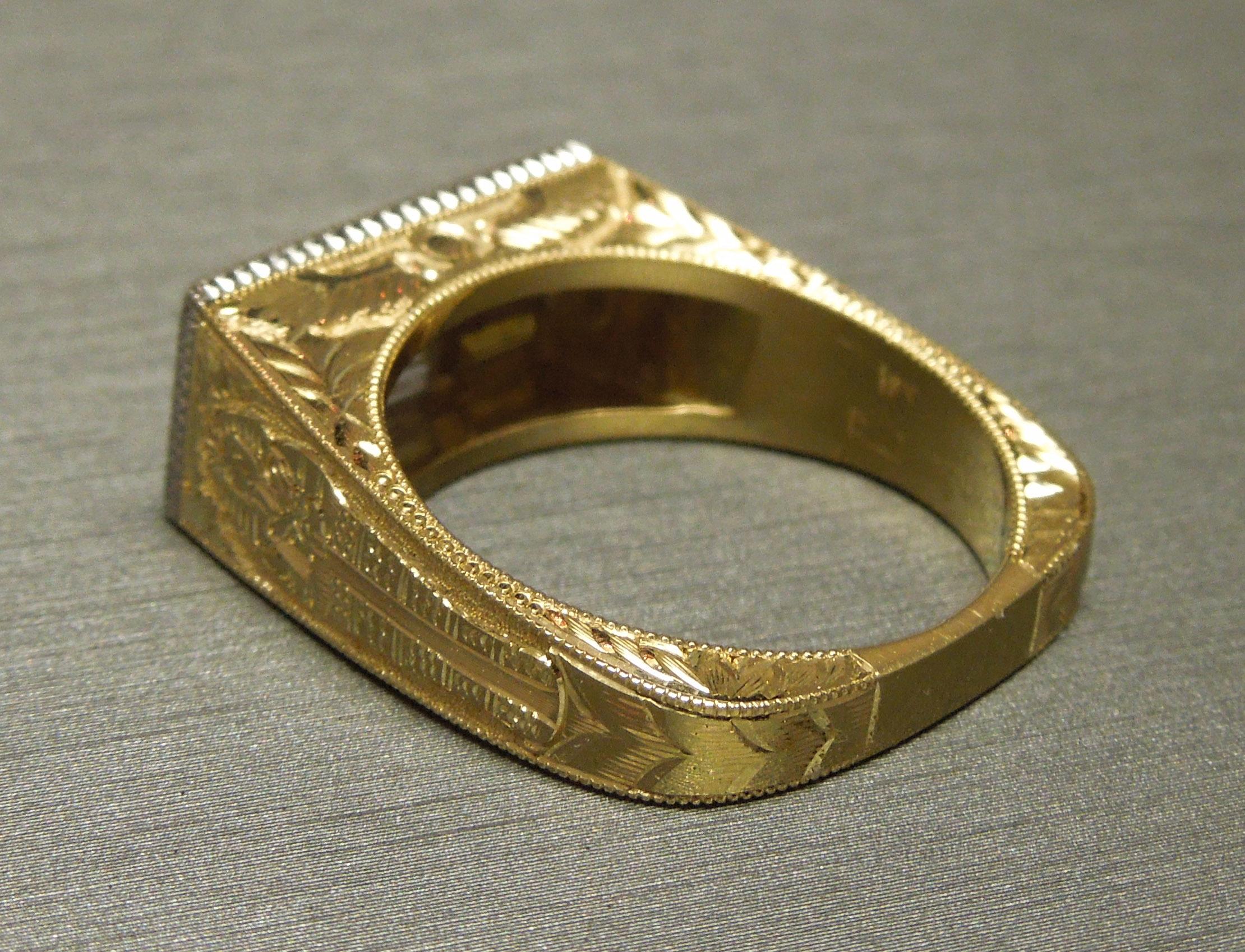 Men's Egyptian Sarcophagus 18 Karat Platinum Diamond Ring 3