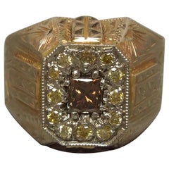 Vintage Men's Egyptian Volcanic Diamond Pyramid Ring