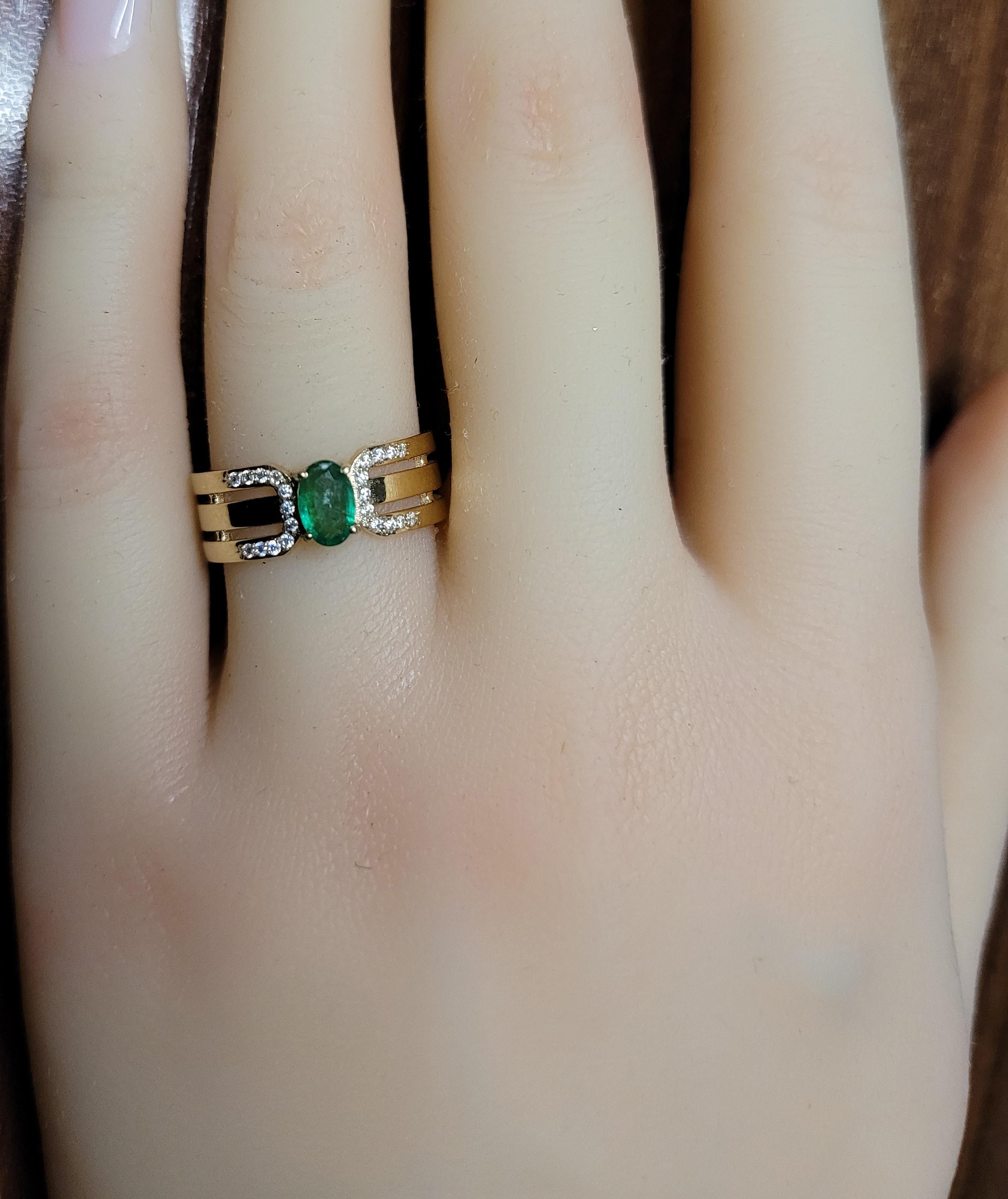 For Sale:  Men's emerald 14k gold ring. 8