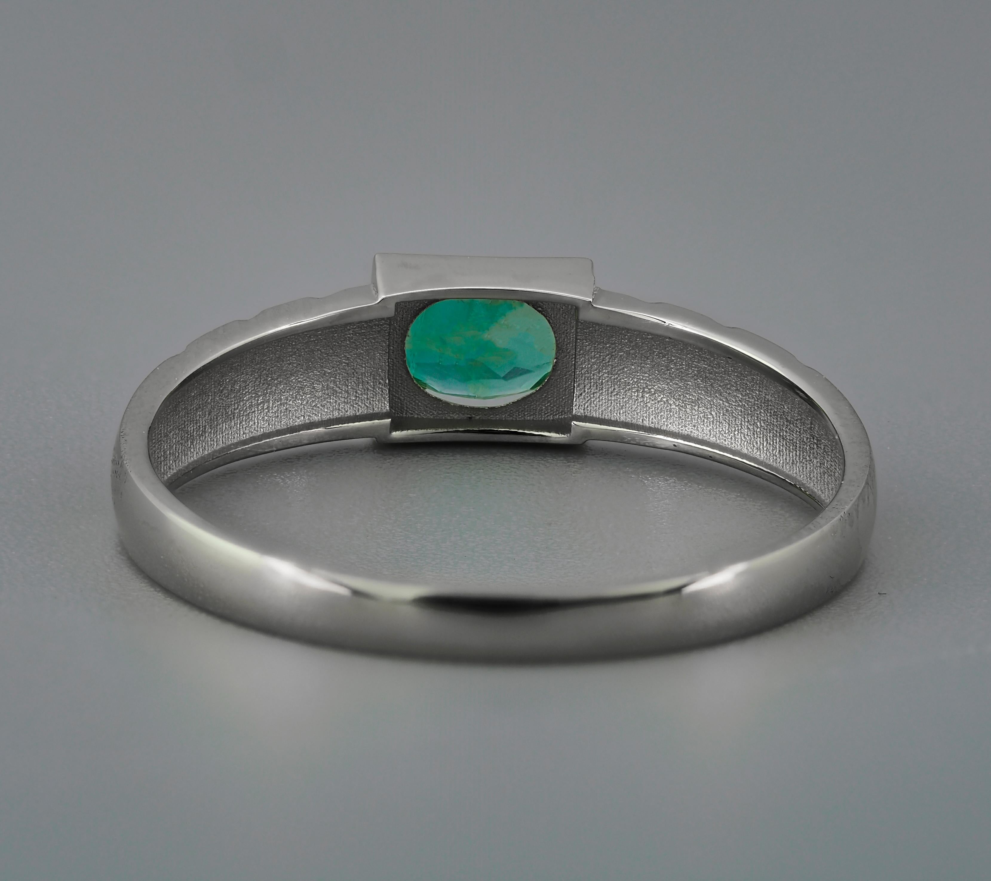 Men's emerald 14k gold ring. 2