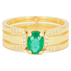 Used Men's emerald 14k gold ring.