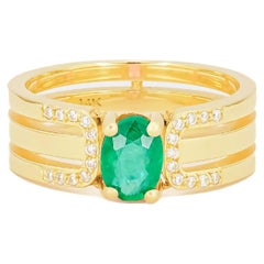 Men's emerald 14k gold ring. 