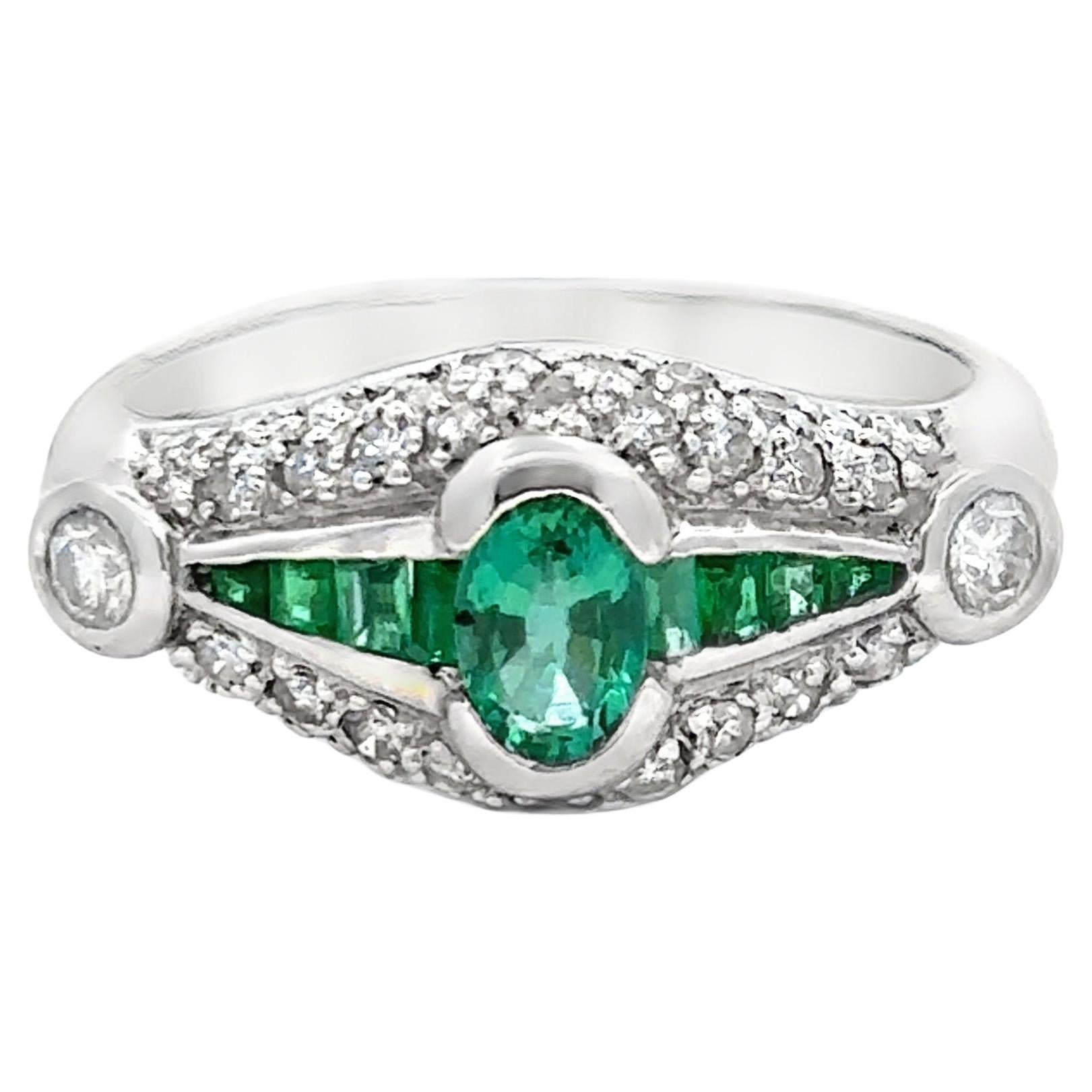 Men's Emerald And Diamond Ring For Sale