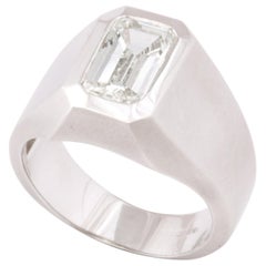 Vintage Men's Emerald Diamond Solitaire Ring