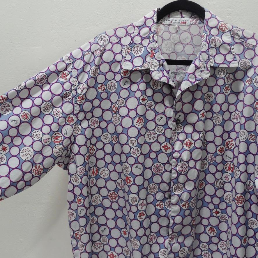 Gray Mens Emilio Pucci Printed Button Down Shirt For Sale