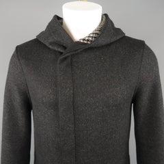 Men's EMPORIO ARMANI 36 Charcoal Wool Blend Hooded Coat