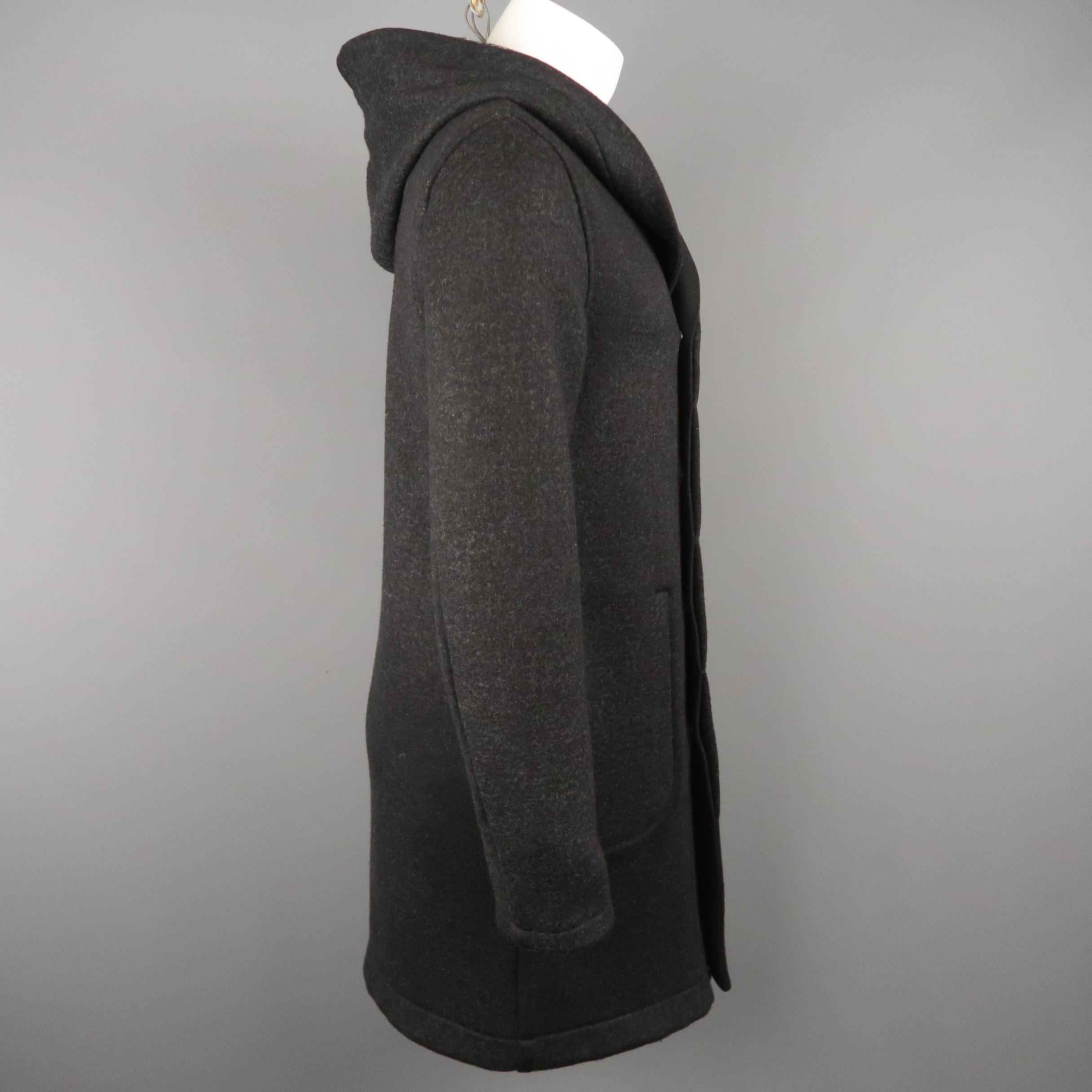 Men's EMPORIO ARMANI 36 Charcoal Wool Blend Hooded Coat 1