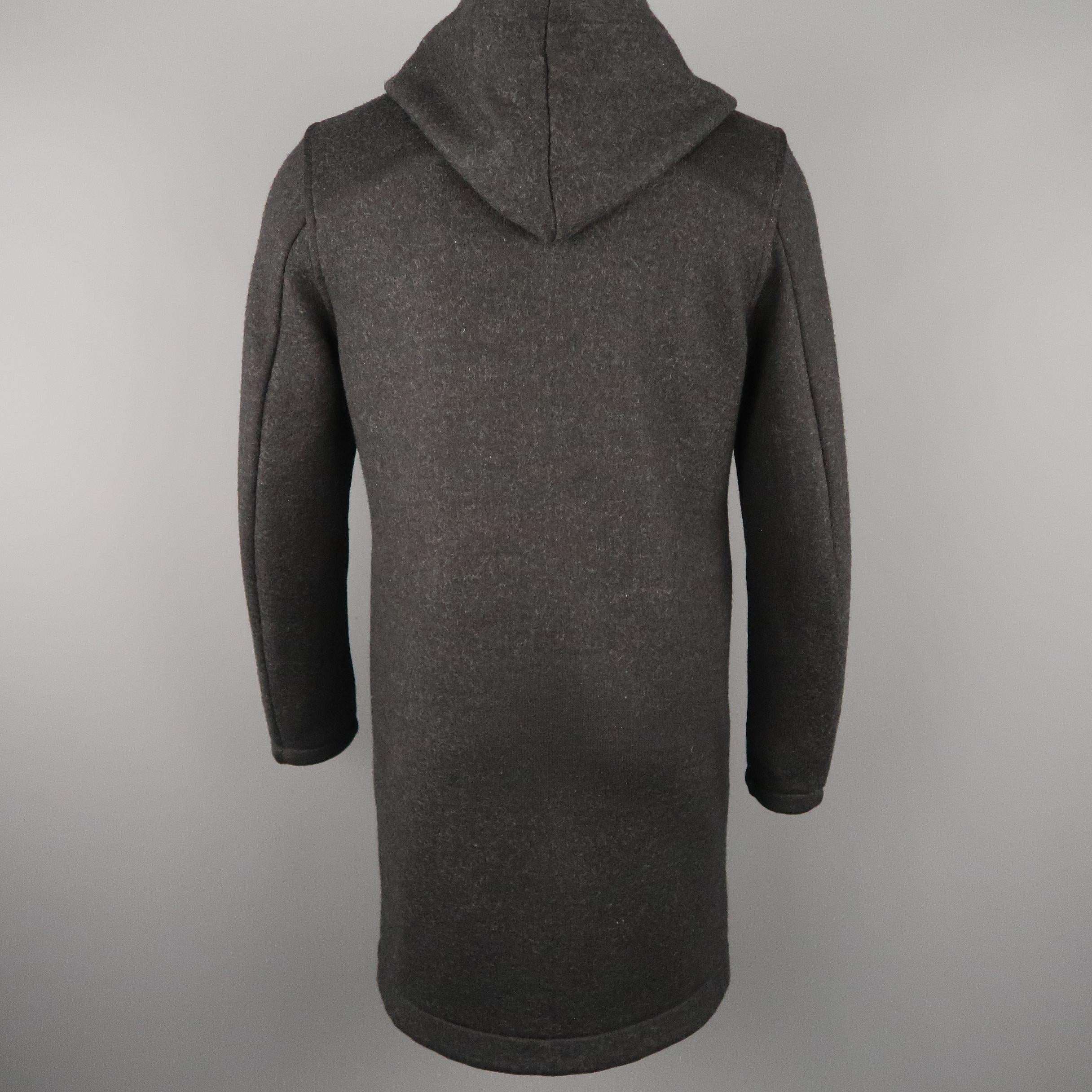 Men's EMPORIO ARMANI 36 Charcoal Wool Blend Hooded Coat 2