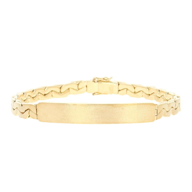 Men's Engravable Identification Bracelet, 18 Karat Gold C Link Medical