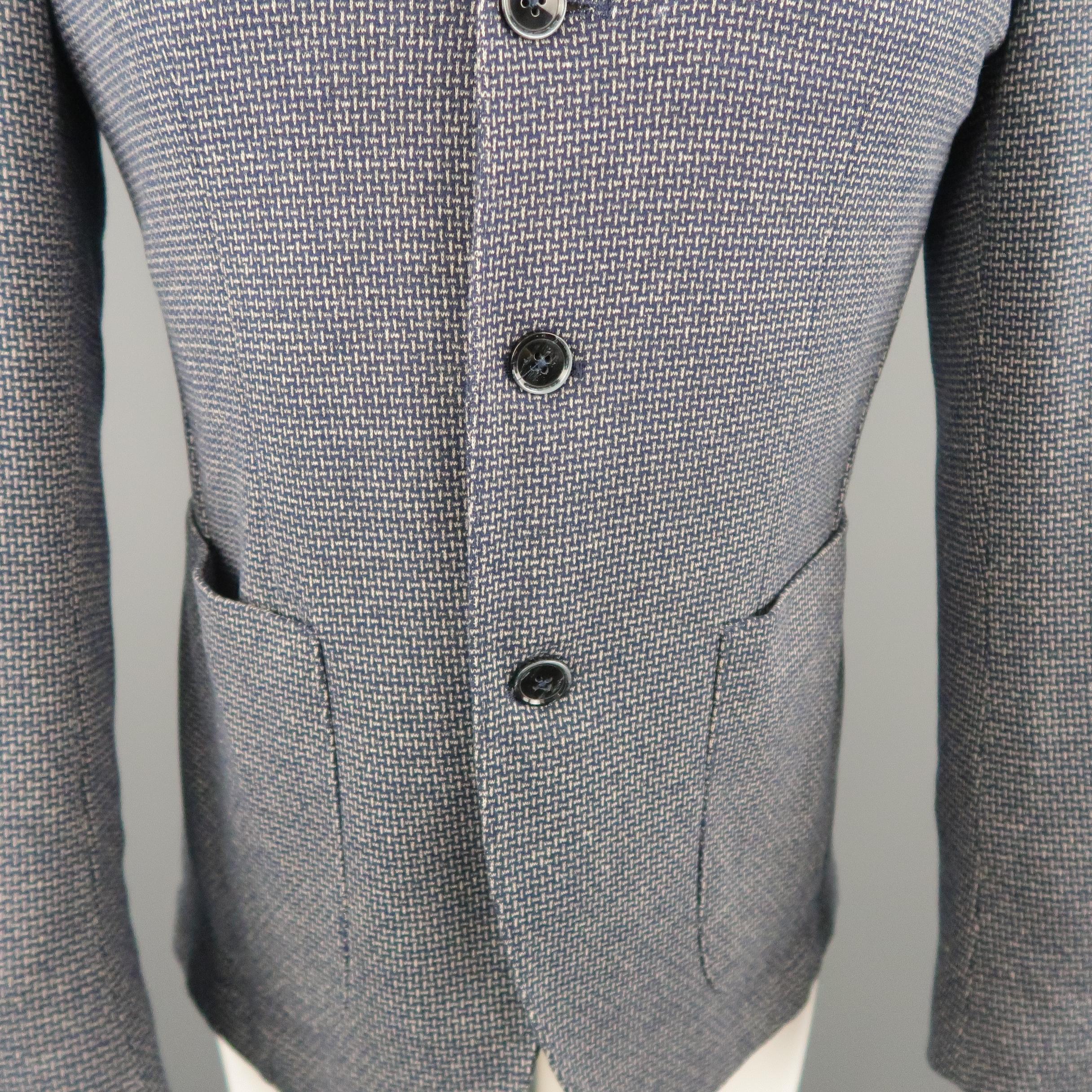 Gray Men's EREDI PISANO 38 Navy Woven Print Cotton Blend Knit Sport Coat