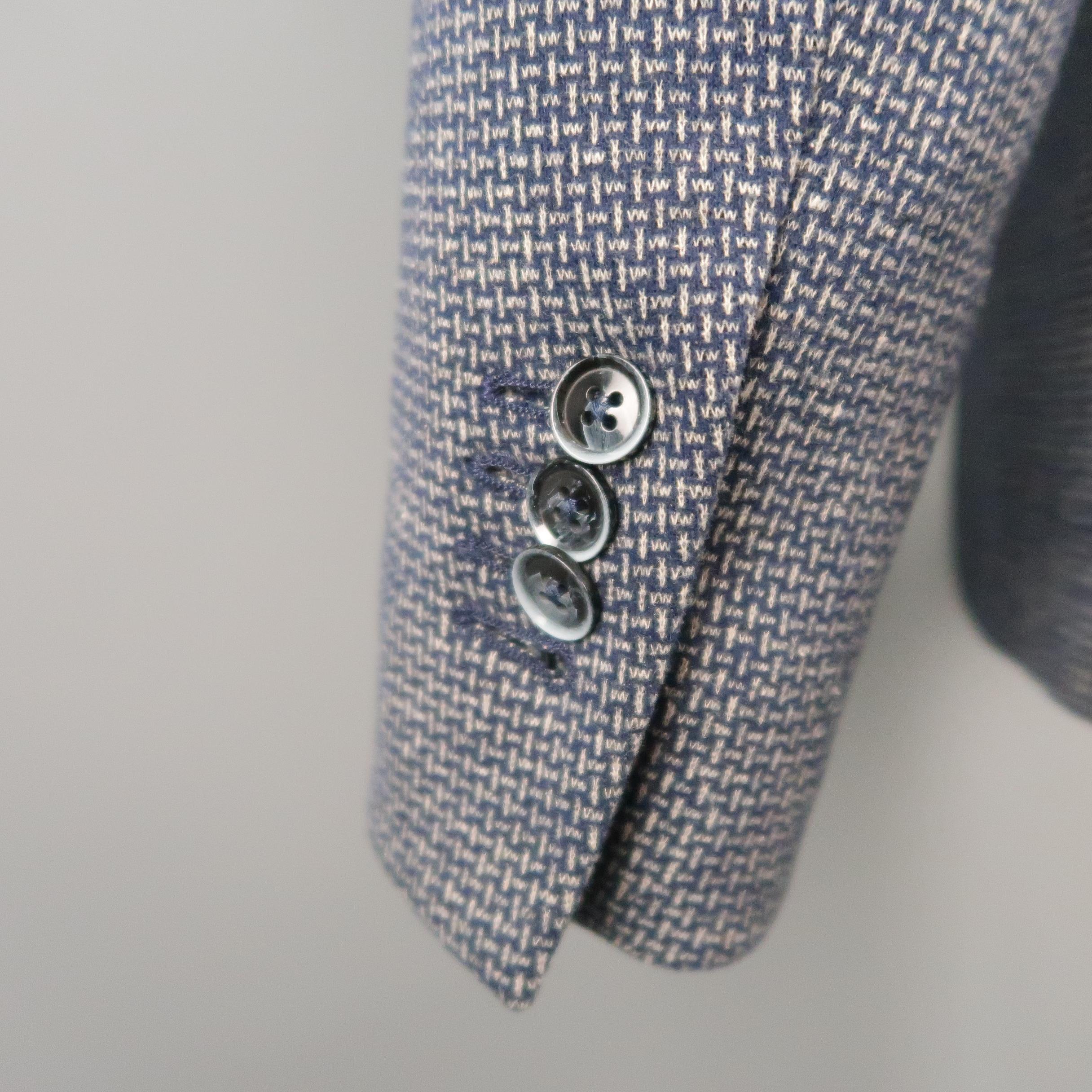 Men's EREDI PISANO 38 Navy Woven Print Cotton Blend Knit Sport Coat 2