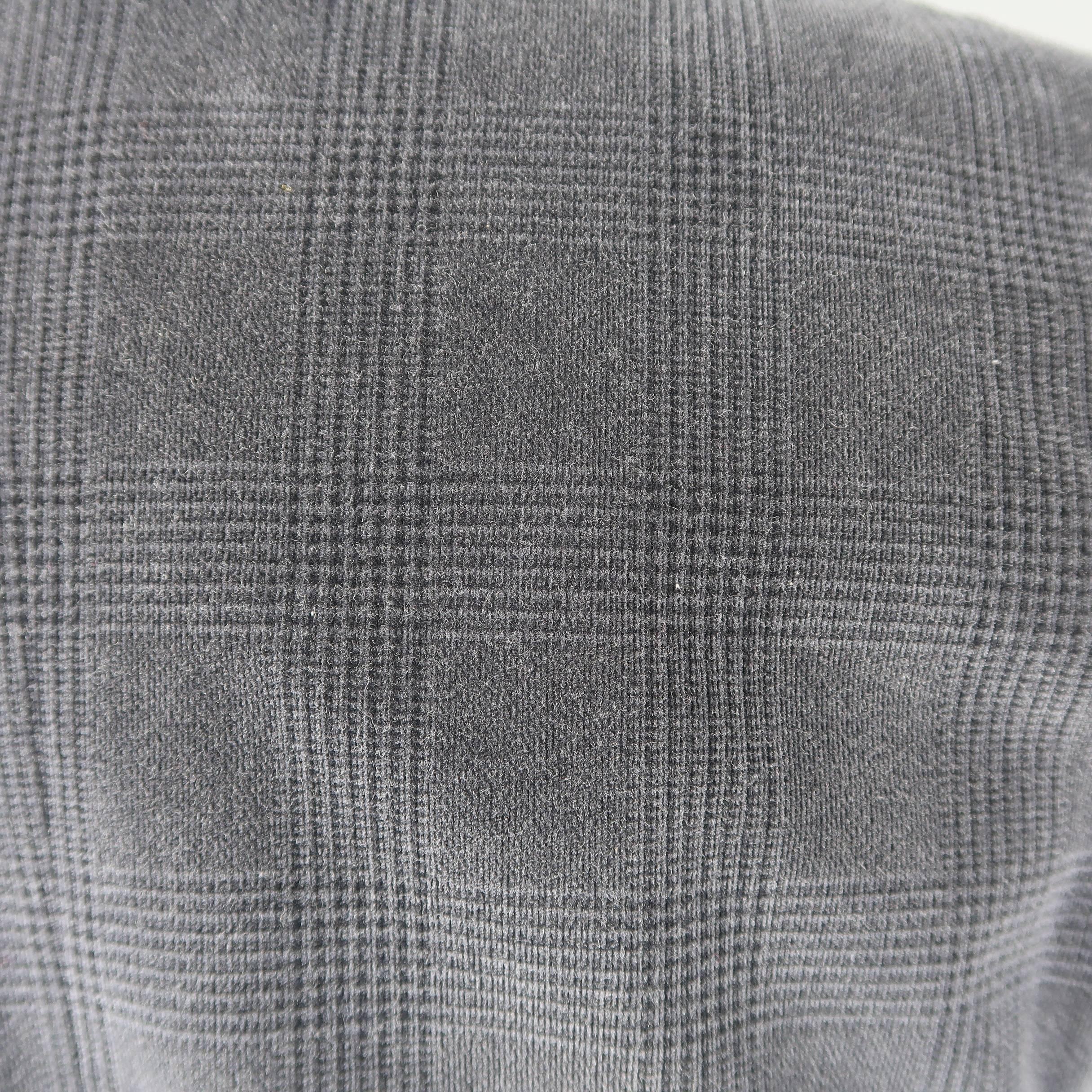 Men's ERMENEGILDO ZEGNA 38 Charcoal Glenplaid Velvet Notch Lapel Sport Coat 1