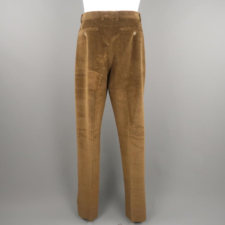 Men's ERMENEGILDO ZEGNA Size 31 Brown Corduroy Dress Pants at 1stDibs