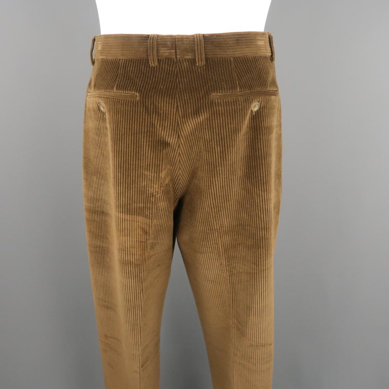 Men's ERMENEGILDO ZEGNA Size 31 Brown Corduroy Dress Pants at 1stDibs