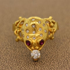 Men’s Ruby Diamond Gold Frog Ring