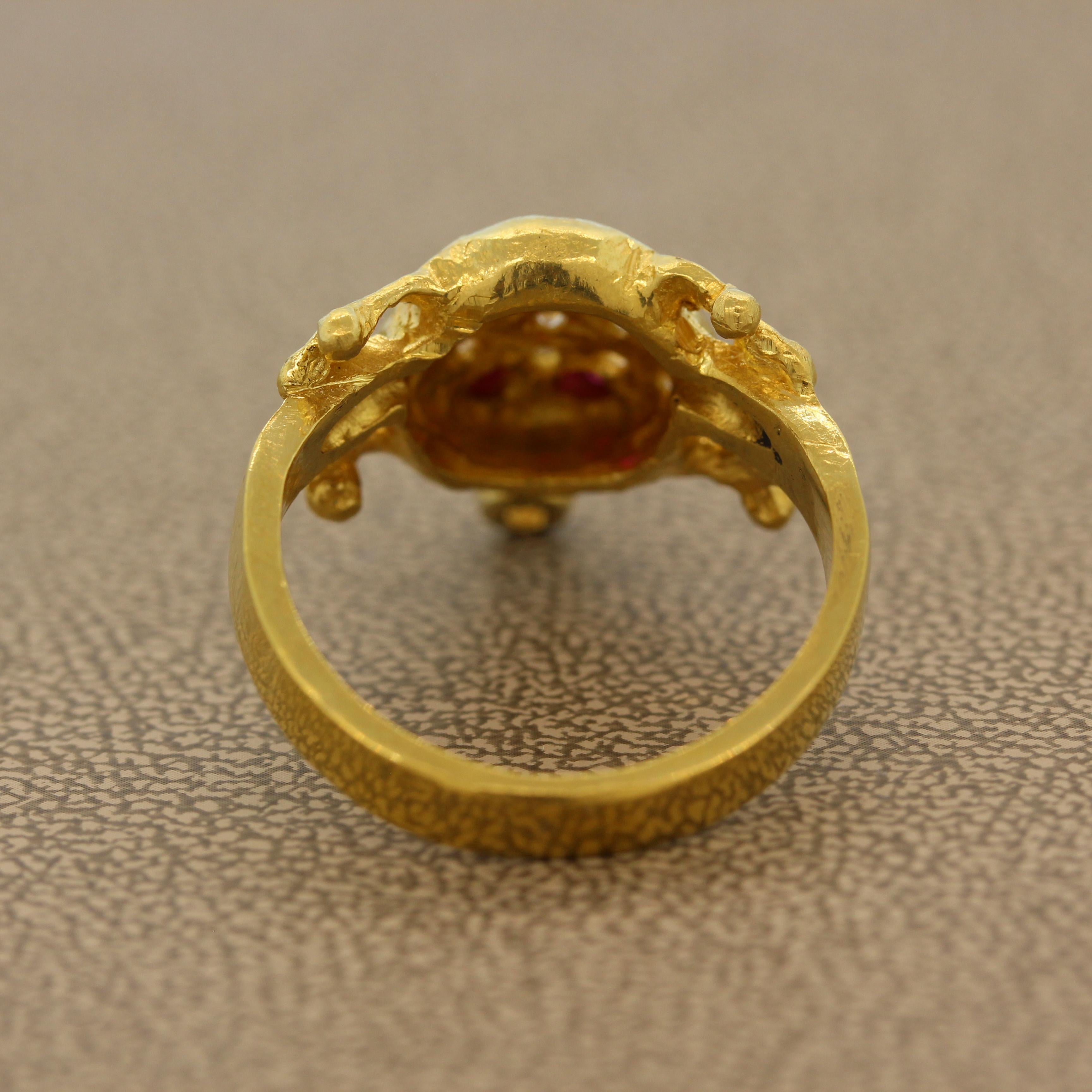 Men’s Ruby Diamond Gold Frog Ring 1