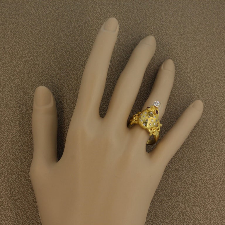 Men’s Ruby Diamond Gold Frog Ring at 1stDibs