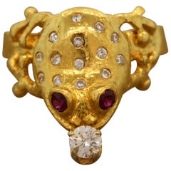Men’s Ruby Diamond Gold Frog Ring