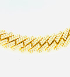 Men's Fancy 31.50 Carat Diamonds Heavy Cuban Link Gold Chain