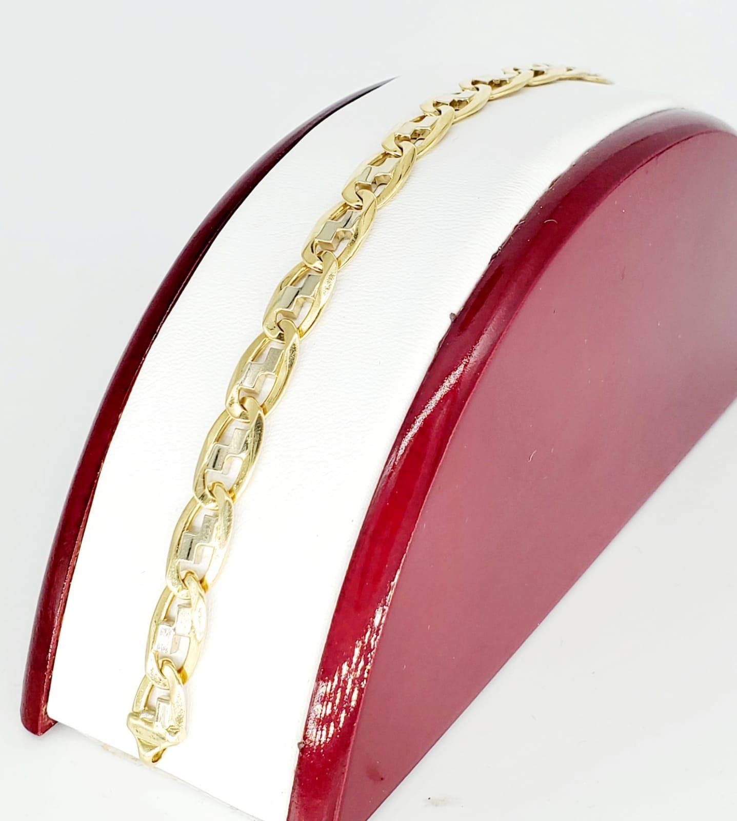 Bracelet à maillons fantaisie en or bicolore 18 carats pour hommes en vente 1