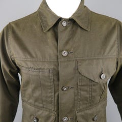 Men's FILSON XS Olive Waxed Cotton Flap Pocket Trucker Jacket