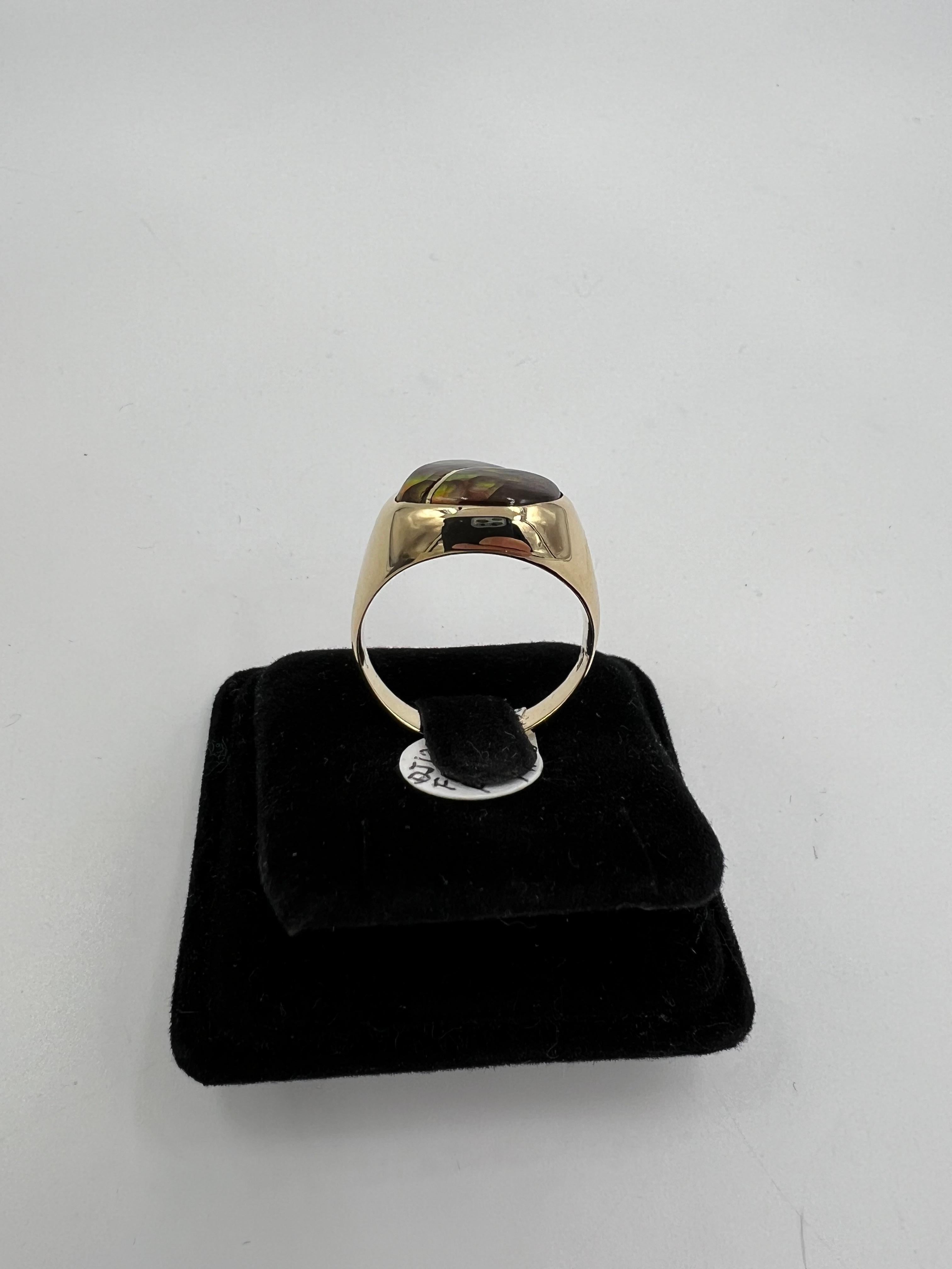 Men’s Fire Agate Yellow Gold Ring For Sale 4