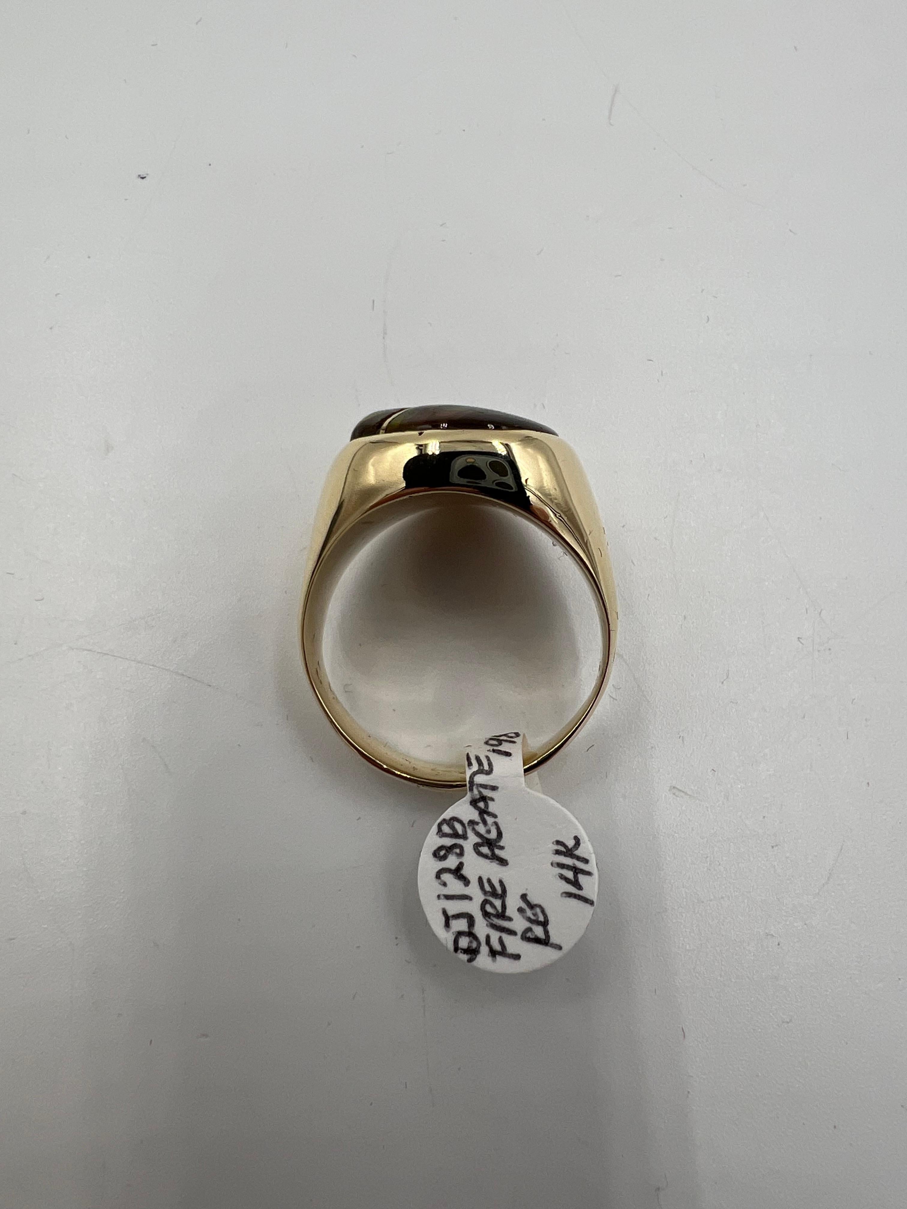 Men’s Fire Agate Yellow Gold Ring For Sale 6