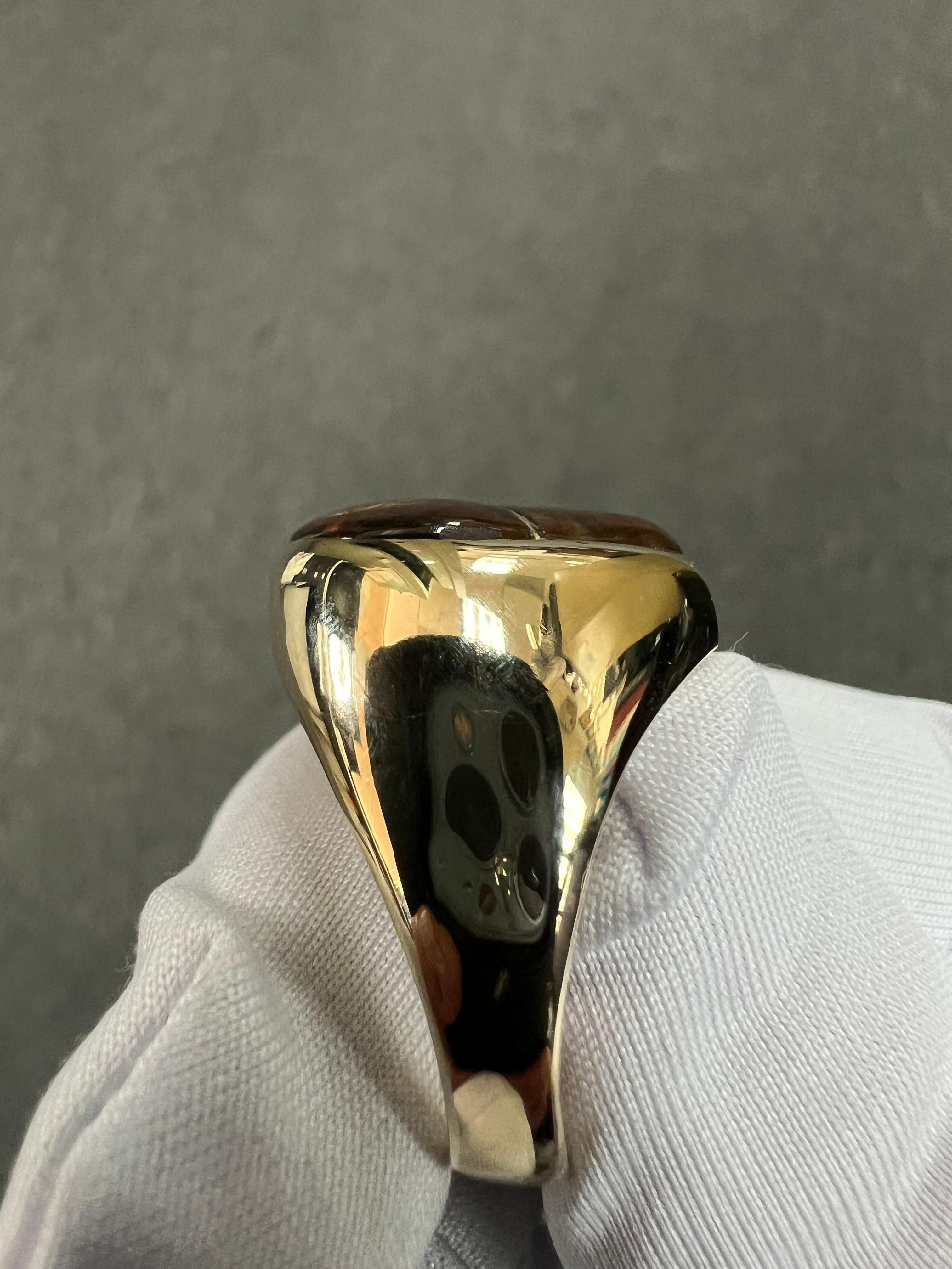 Men’s Fire Agate Yellow Gold Ring For Sale 8