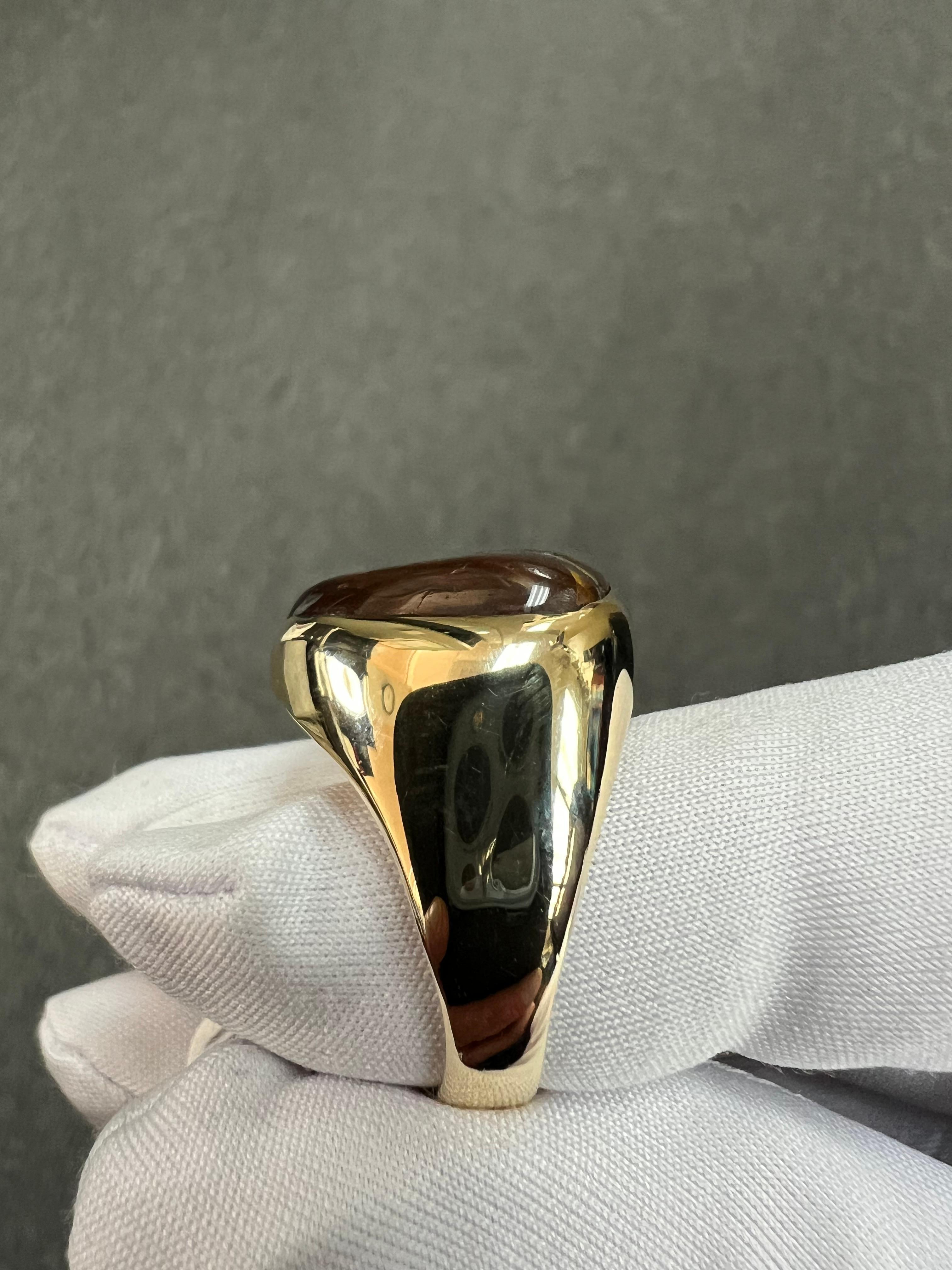Men’s Fire Agate Yellow Gold Ring For Sale 9