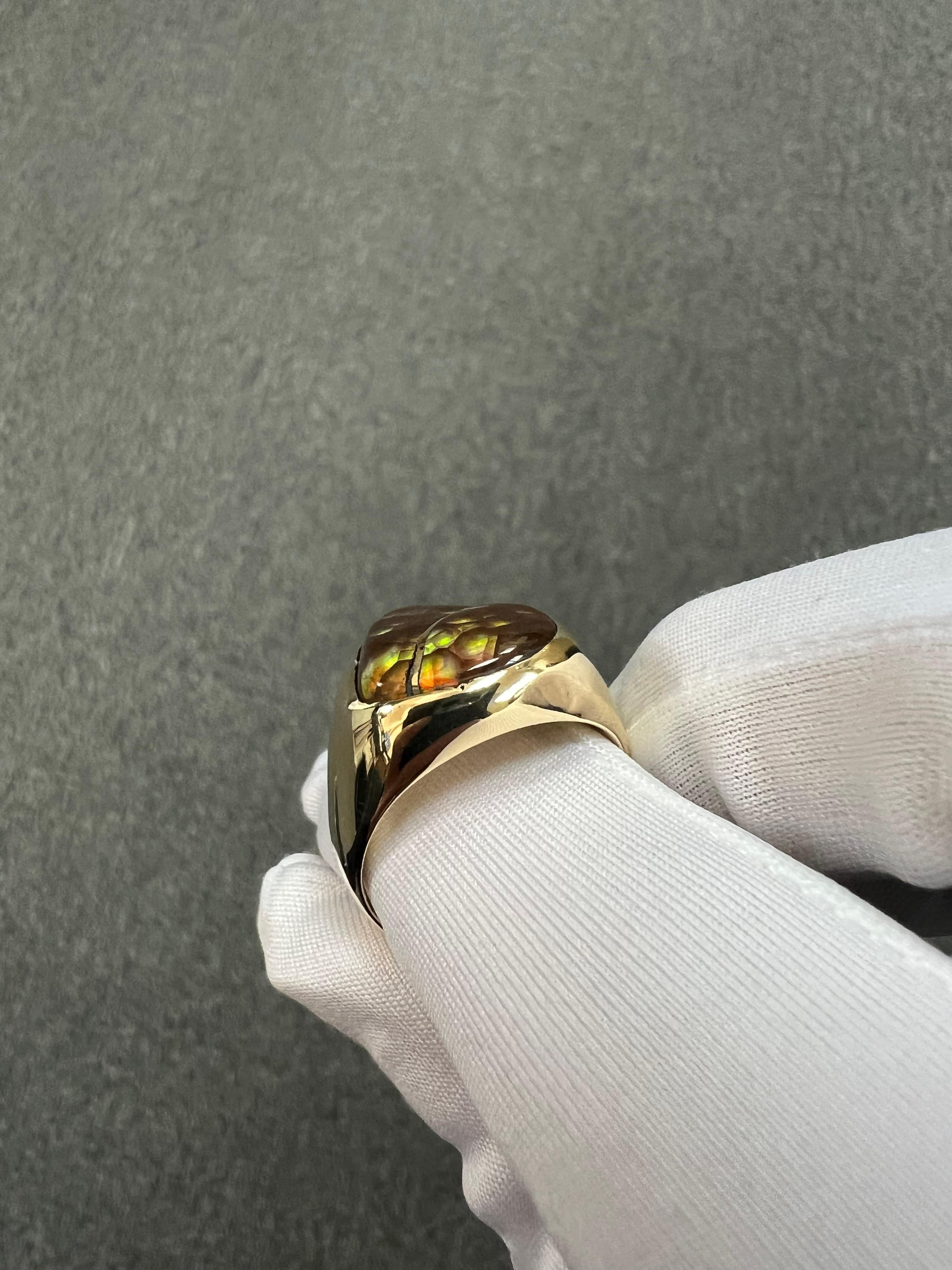 Men’s Fire Agate Yellow Gold Ring For Sale 10