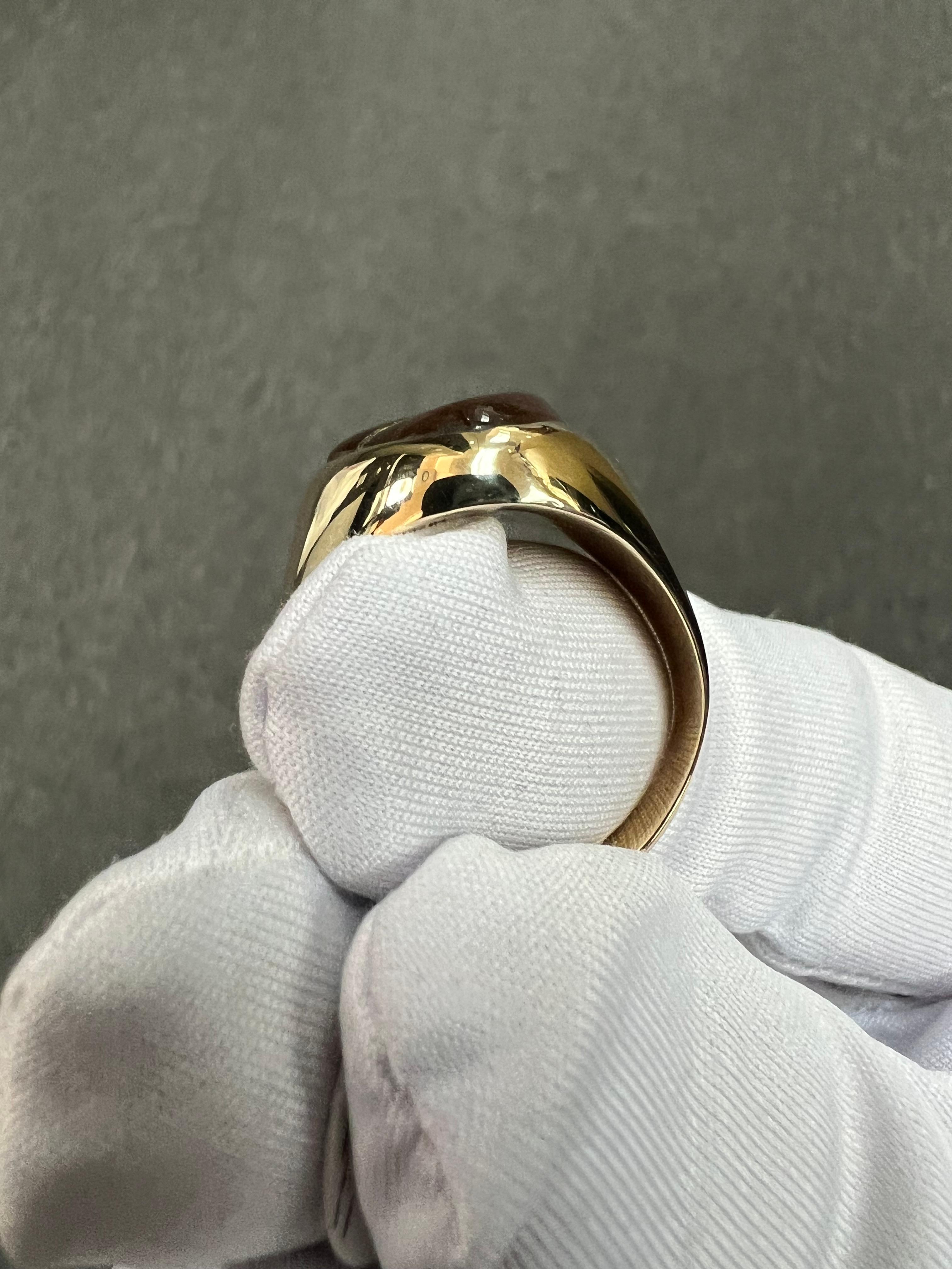 Men’s Fire Agate Yellow Gold Ring For Sale 11