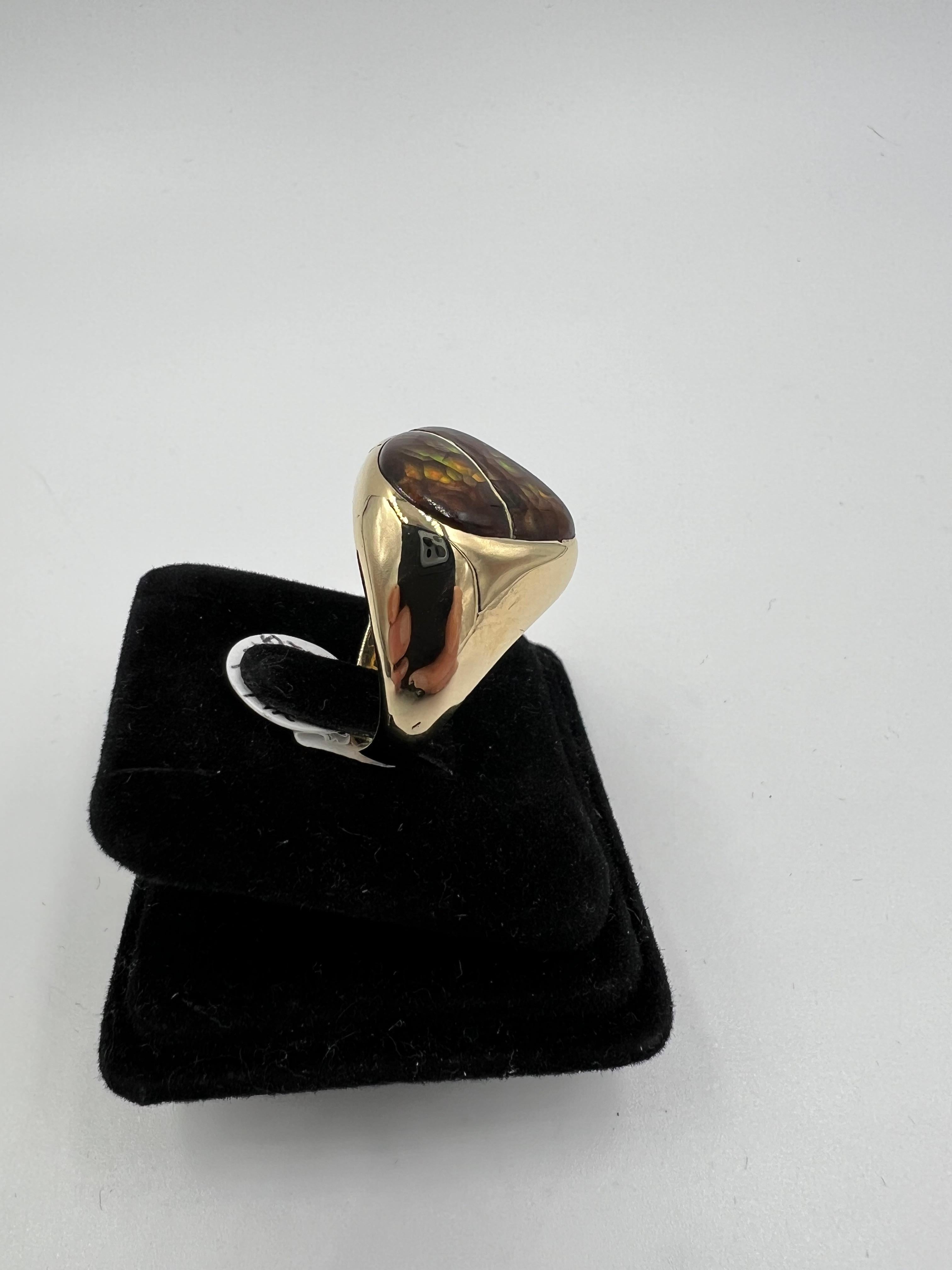 Men’s Fire Agate Yellow Gold Ring For Sale 2