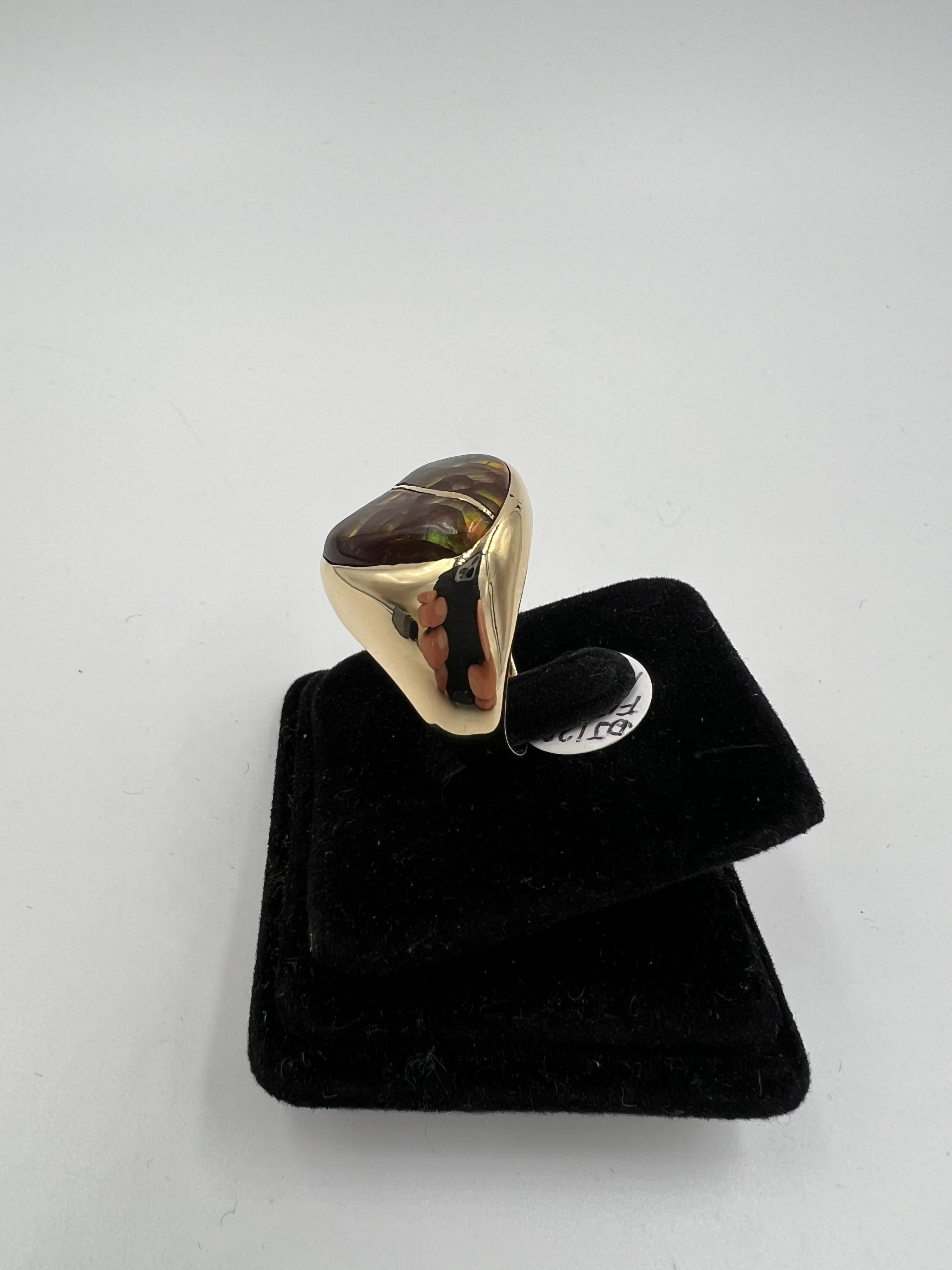 Men’s Fire Agate Yellow Gold Ring For Sale 3