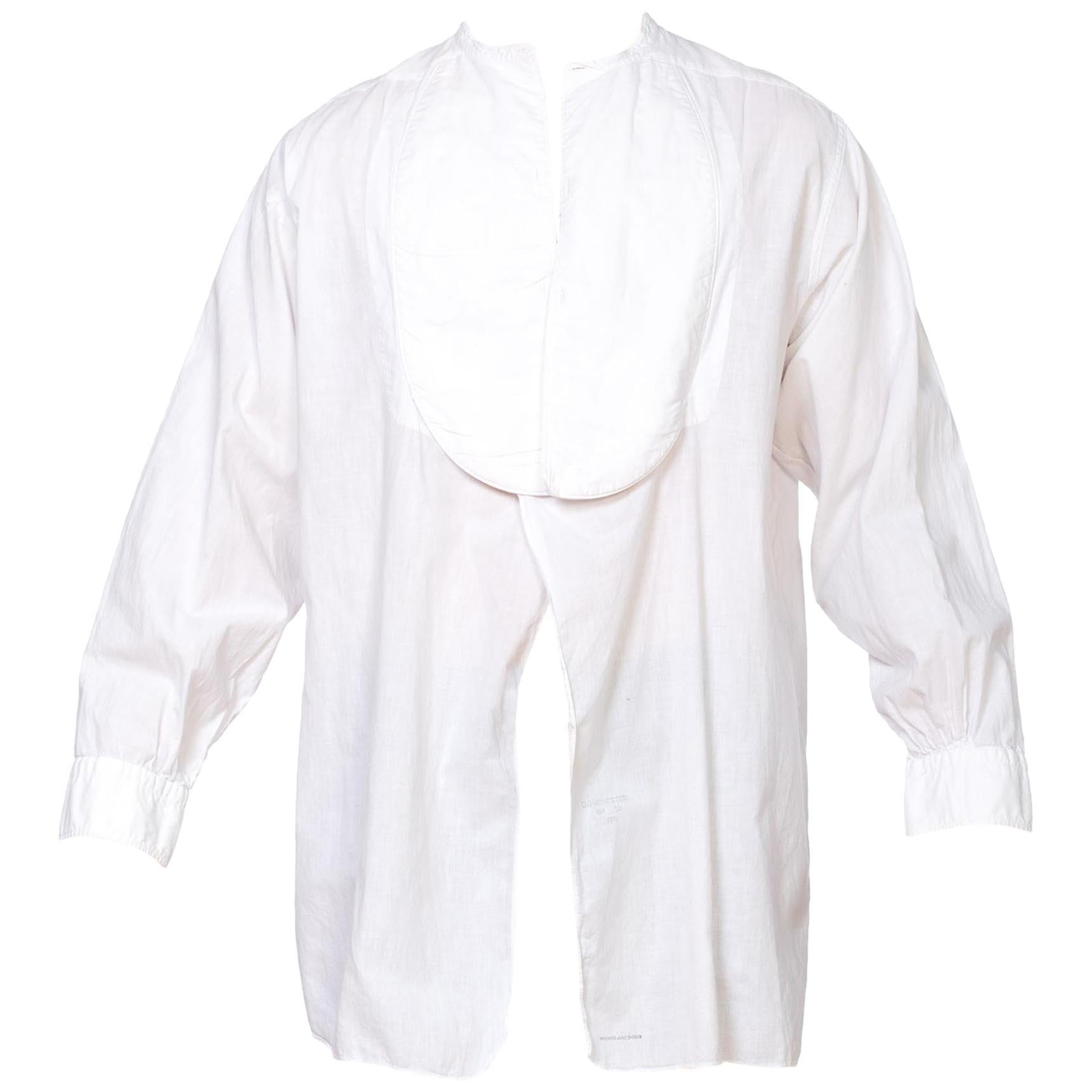 1900S White Cotton Men's Formal Bib Front Shirt By Arrow For Sale