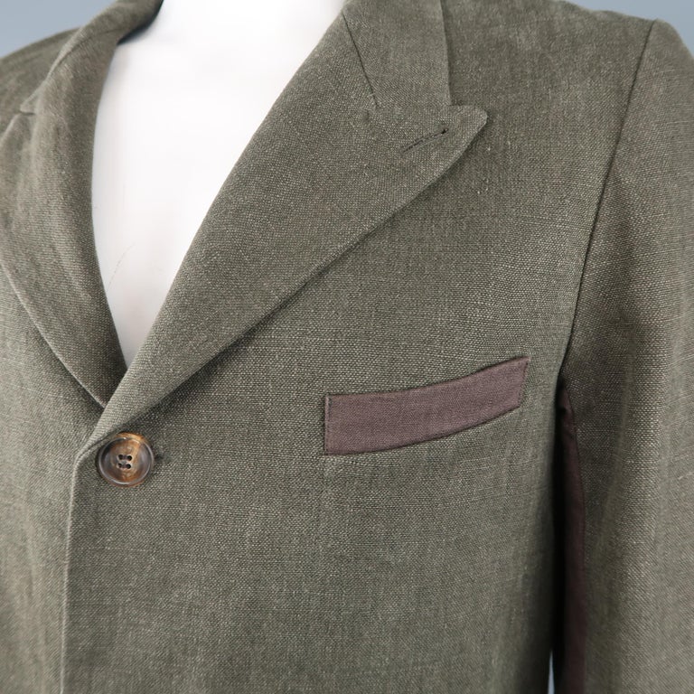 Men's FREEMANS SPORTING CLUB 42 Olive and Brown Canvas Sport Coat For ...
