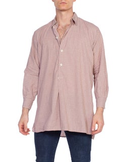Mens French 1930's 1940's Pullover Plaid Antique Shirt