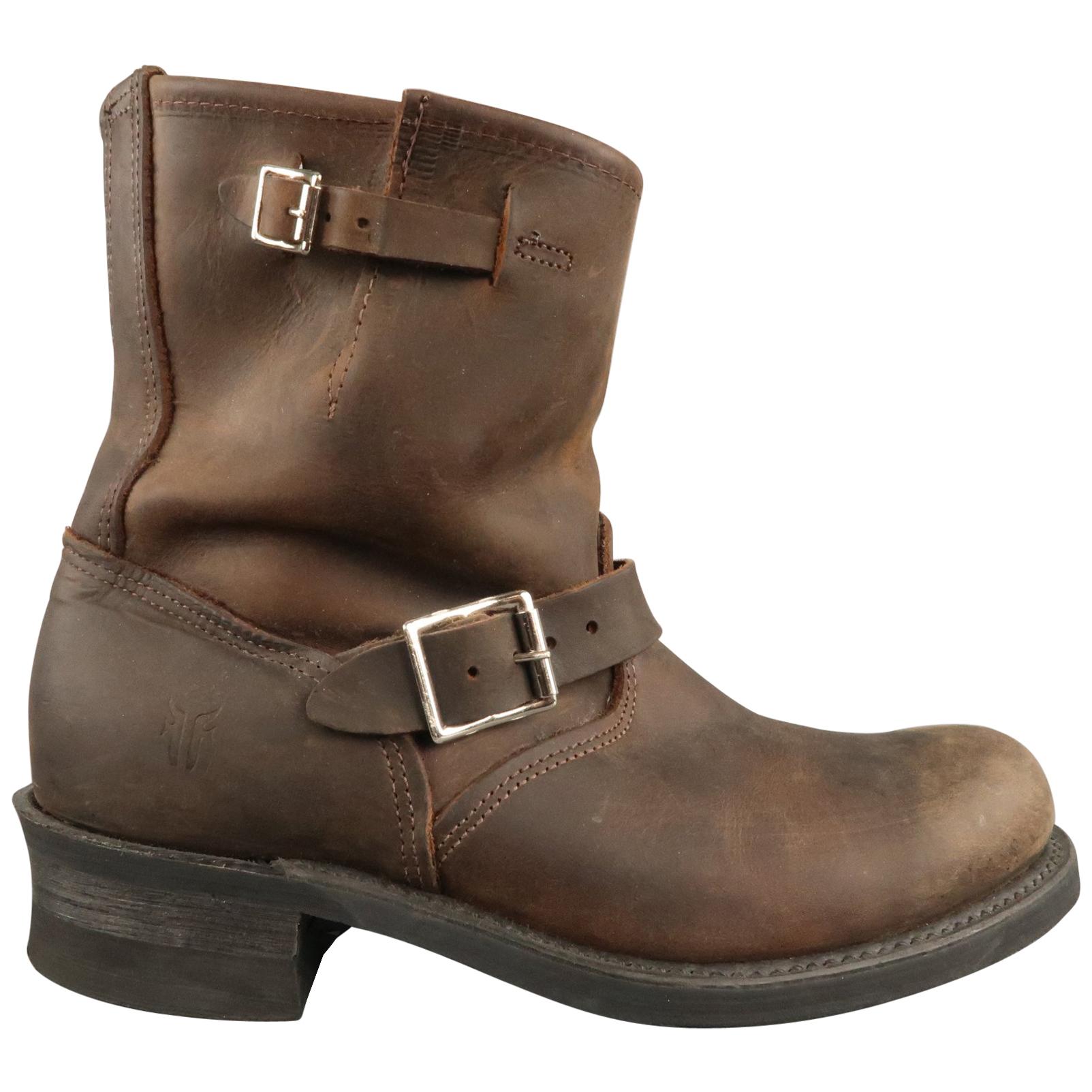 Men
s FRYE Size 10 Brown Leather Biker Boots