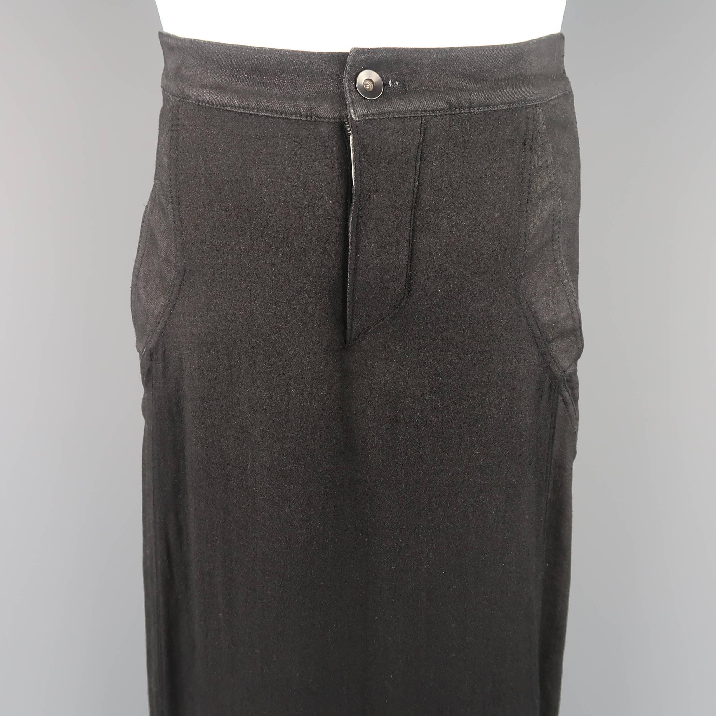 GARETH PUGH pants feature dark gray skinny jeans with stretch panels and wool blend knit skirt overlays. Made in Italy.
 
Good Pre-Owned Condition.
Marked: IT 48
 
Measurements:
 
Waist: 30 in.
Rise: 9 in.
Inseam: 32 in.
