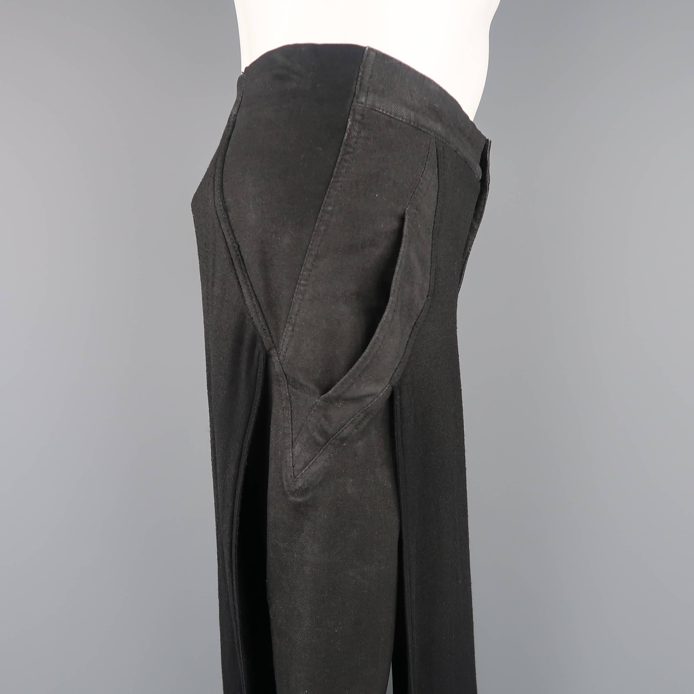 Men's GARETH PUGH Size 30 Black Skirt Panel Overlay Skinny Jean Pants In Good Condition In San Francisco, CA